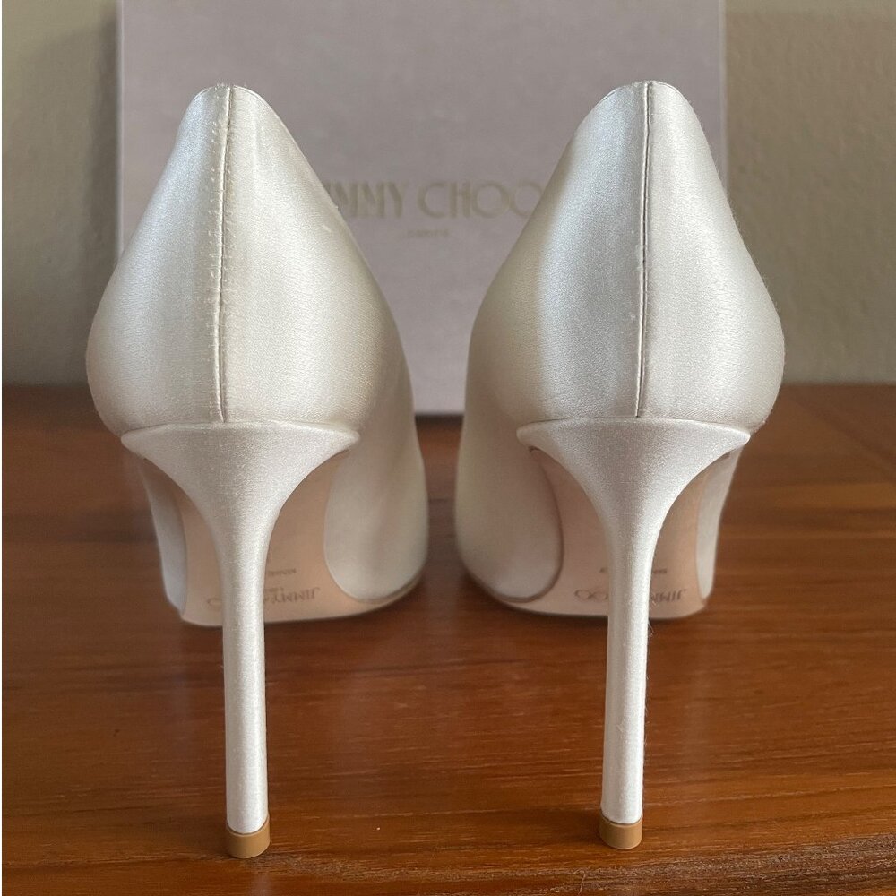 JIMMY CHOO ROMY 100 SATIN IVORY - Picture 10 of 16